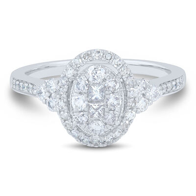 Oval Composite Diamond Engagement Ring in 10K White Gold (3/4 ct. tw.)