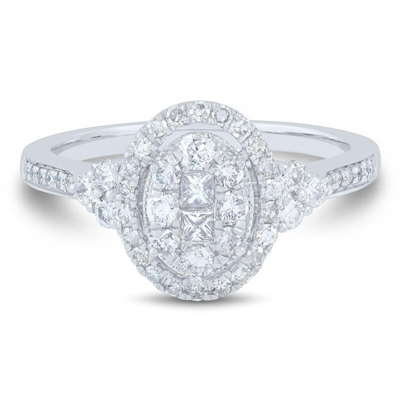 Oval Composite Diamond Engagement Ring in 10K White Gold &#40;3/4 ct. tw.&#41;