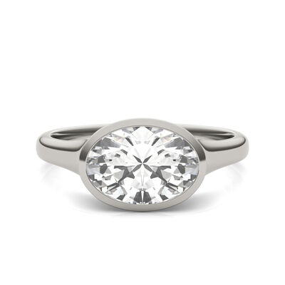 Lab-Created Moissanite Bezel-Set Engagement Ring in 14K White Gold ( 2 1/2 ct. dew)