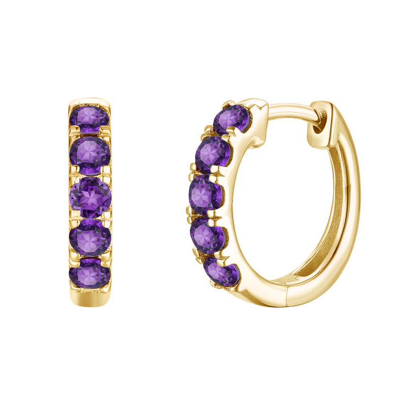 Amethyst Hoop Earrings in 10K Yellow Gold