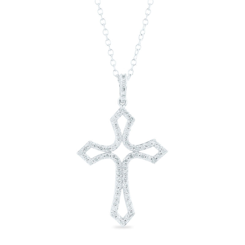 Diamond Cross Pendant in 10K White Gold &#40;1/2 ct. tw.&#41;