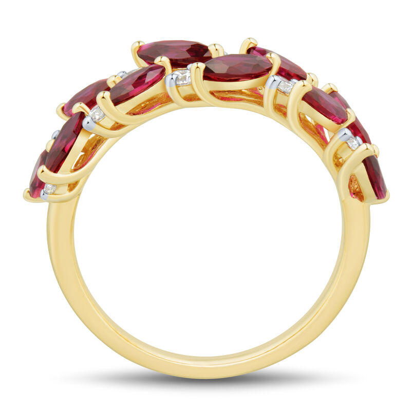 Lab-Created Ruby and Lab Grown Diamond Band in 10K Yellow Gold &#40;1/3 ct. tw.&#41;