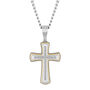 Diamond Cross Pendant in Stainless Steel and Yellow Ion-Plated Stainless Steel