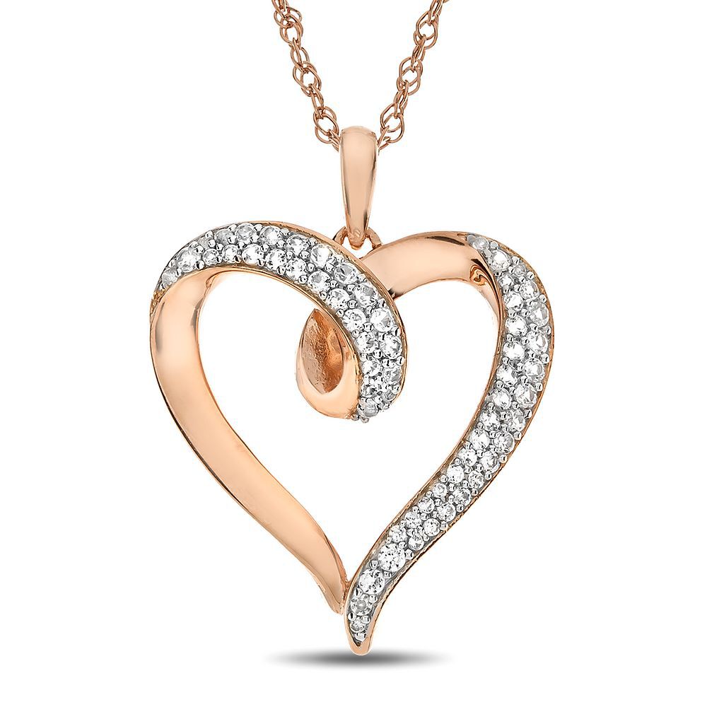 9ct Rose Gold Heart Diamond Pendant | H.Samuel