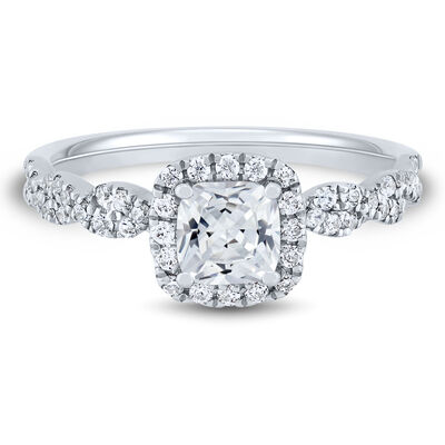 Cushion-Cut Diamond Halo Engagement Ring in 14K White Gold (1 1/3 ct. tw.)