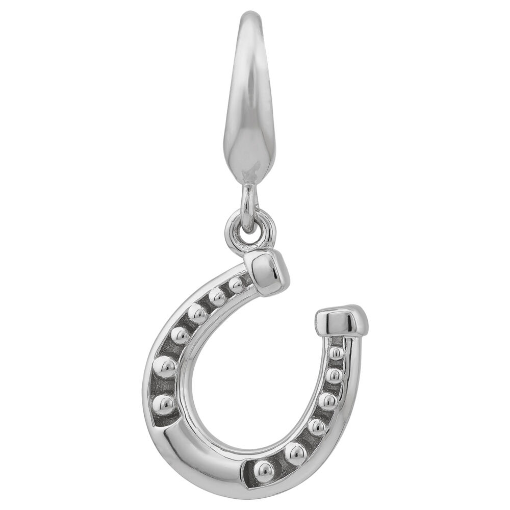 Ornate Horseshoe Charms Bulk Silver Pewter with Crystal » Good Luck Charm