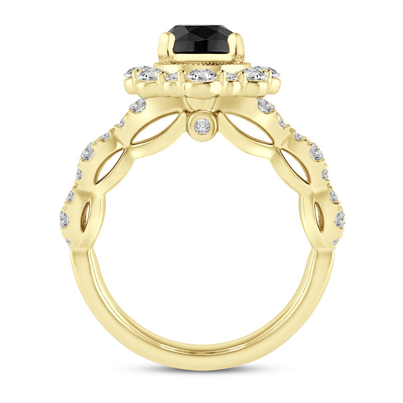 Black &amp; White Diamond Halo Engagement Ring in 14K Yellow Gold &#40;1 3/4 ct. tw.&#41;