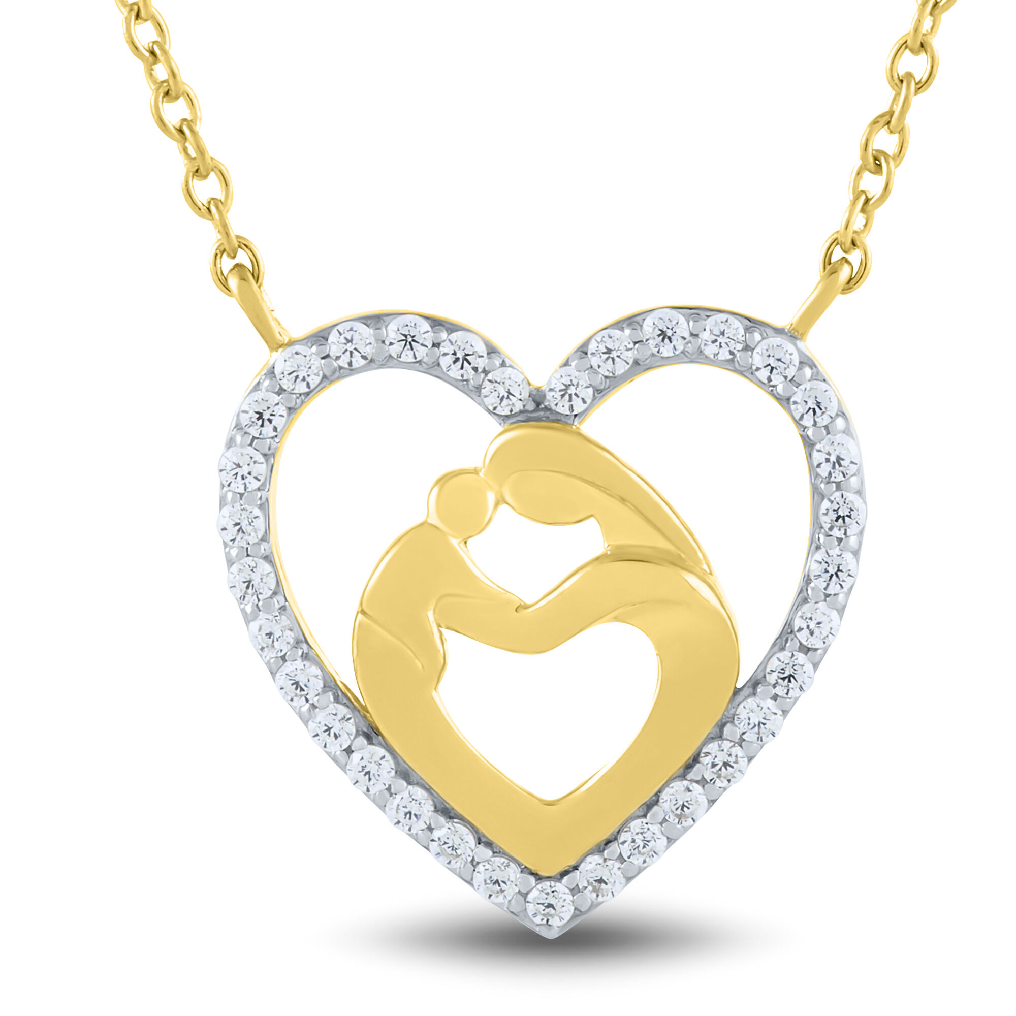 Mother and Child Diamond Heart Pendant