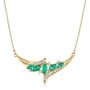 Diamond and Marquise Emerald Necklace in 14K Yellow Gold, 1/7 ct. tw