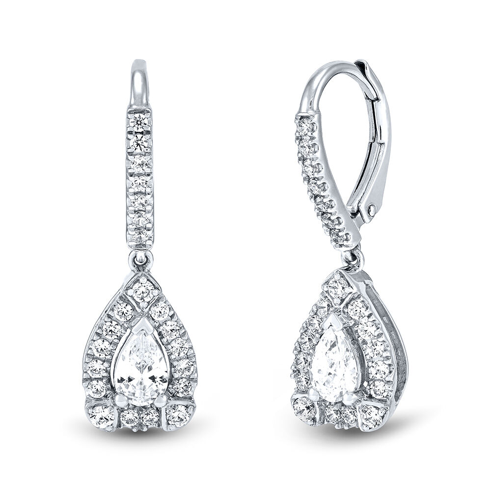 Pear Lab Grown Diamond Earring Climbers 1.25 Ct. Tw. (E-F, VS) 14K White Gold