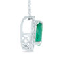 Pear-Shaped Emerald Pendant with Diamond Accents in 14K White Gold