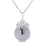 Mother of Pearl and Blue Sapphire Cinderella Clock Pendant in Sterling Silver &#40;1/7 ct. tw.&#41;