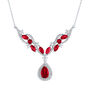 Lab Created Ruby &amp; White Sapphire Drop Necklace in Sterling Silver