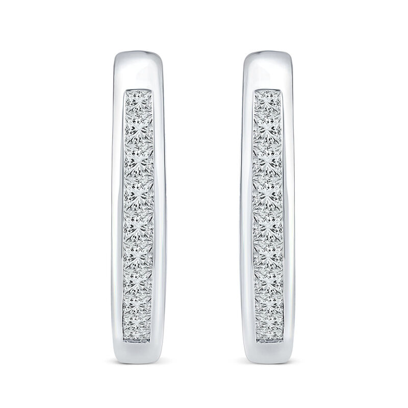 Diamond Channel-Set Hoop Earrings in 10K White Gold &#40;1 ct. tw.&#41;