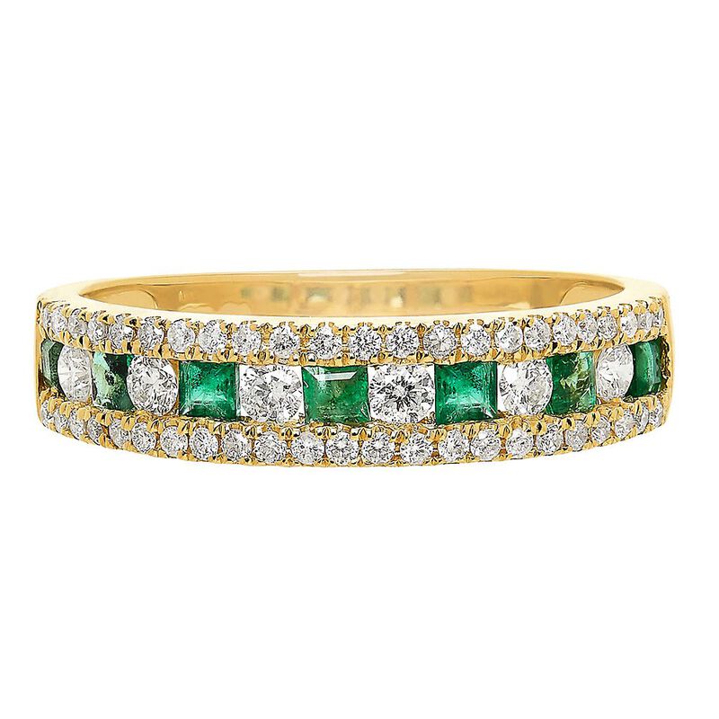 Emerald & 1/3 ct. tw. Diamond Ring in 10K Yellow Gold | Helzberg Diamonds