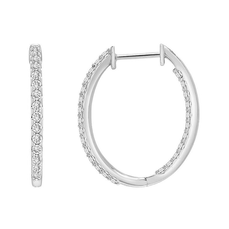 Diamond Oval Inside-Out Hoop Earrings in 10K White Gold &#40;1 ct. tw.&#41;