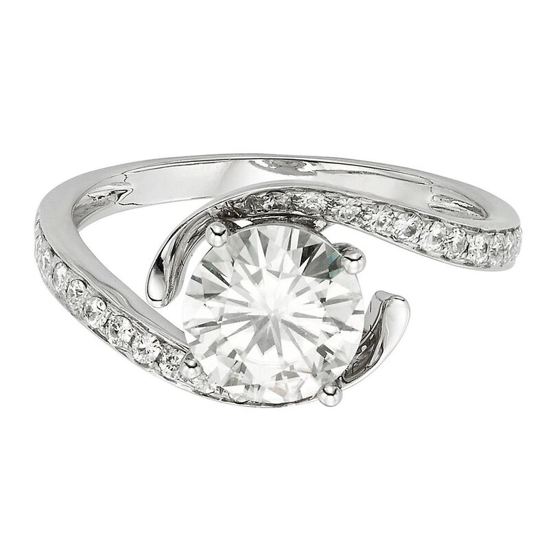 Forever One™ Round Moissanite Ring with Bypass Band