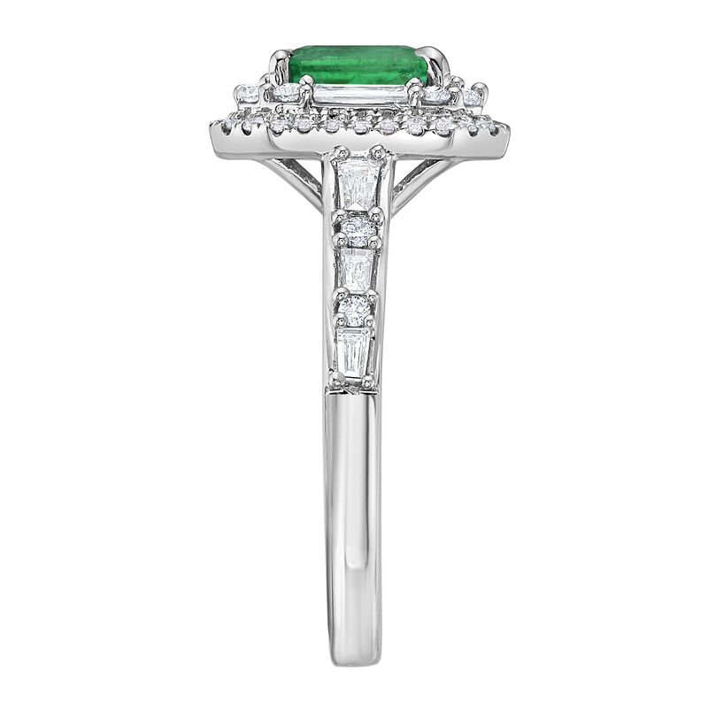 Emerald-Cut Emerald &amp; Diamond Ring in 18K White Gold &#40;3/4 ct. tw.&#41;