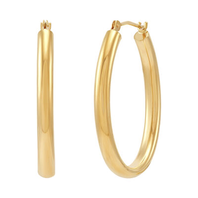 Oval Hoop Earrings in 14K Yellow Gold