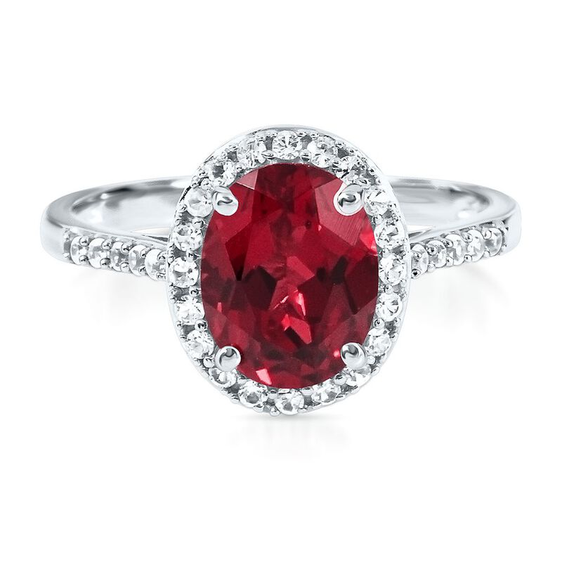 Lab Created Ruby & White Sapphire Ring in 10K White Gold | Helzberg ...