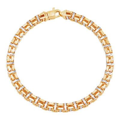 Double-Row Oval Link Bracelet in 14K Yellow Gold & 14K White Gold, 4.85MM, 8.25”