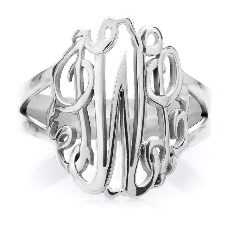 Sterling Silver Embossed Monogram Ring