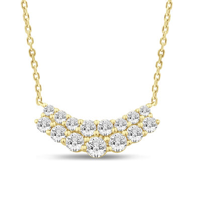 Lab Grown Diamond Two-Row Smile Necklace in 14K Gold (1 ct. tw.)