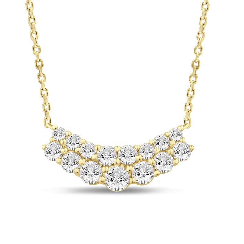 Lab Grown Diamond Two-Row Smile Necklace in 14K Yellow Gold &#40;1 ct. tw.&#41;