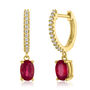 Ruby &amp; Diamond Accent Earrings in 10K Yellow Gold  