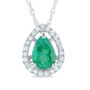 Pear-Shaped Emerald Pendant with Diamond Accents in 14K White Gold