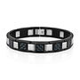 Men&rsquo;s Link Bracelet with Blue Carbon Fiber in Black Ion-Plated Stainless Steel