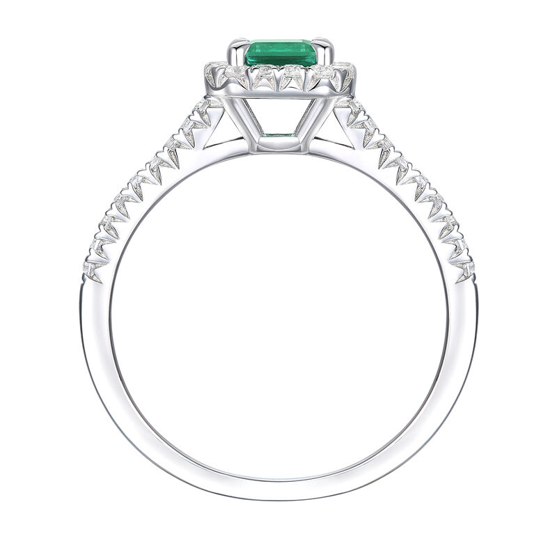 Emerald and Diamond Ring in 10K White Gold &#40;1/3 ct. tw.&#41;