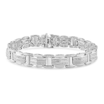 Men's Link Diamond Bracelet in Sterling Silver (1/2 ct. tw.)