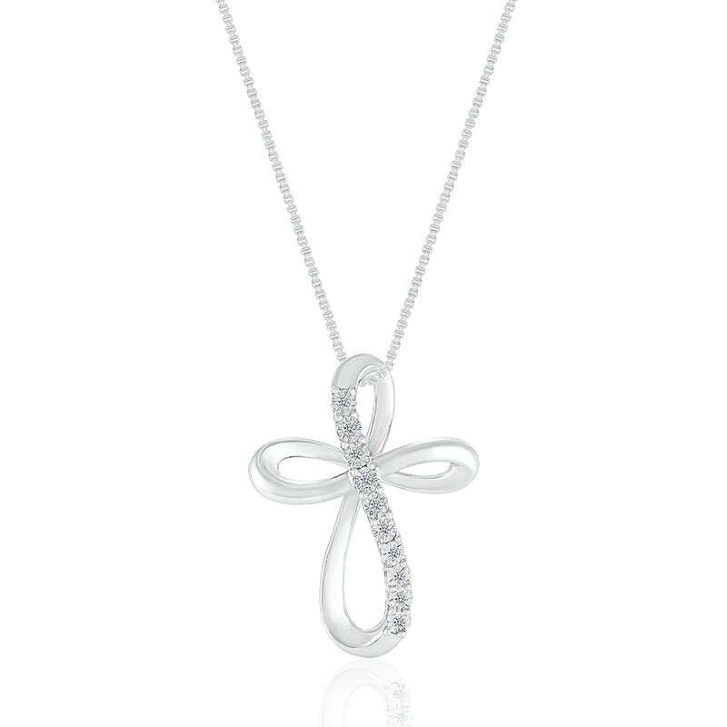 Diamond Open Cross Pendant in Sterling Silver