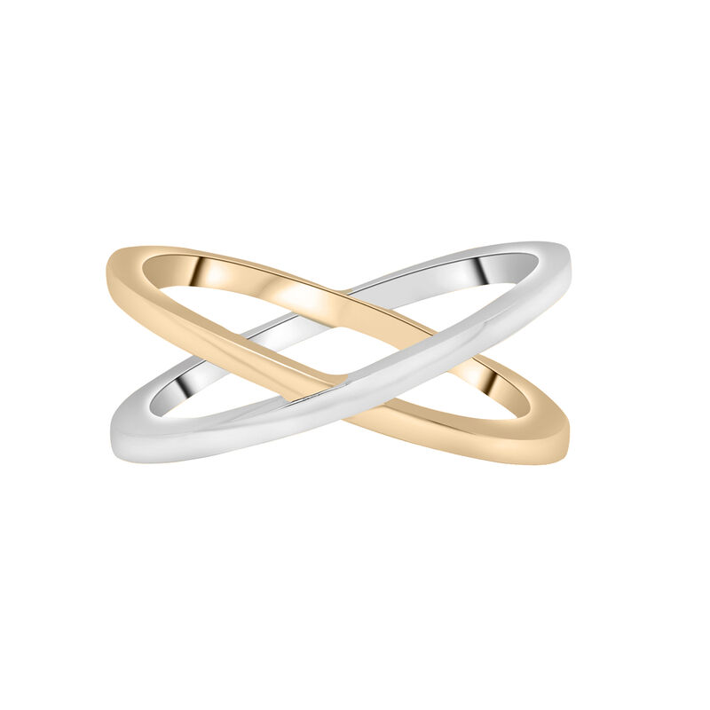 Two-Tone &#39;X&#39; Ring in Vermeil