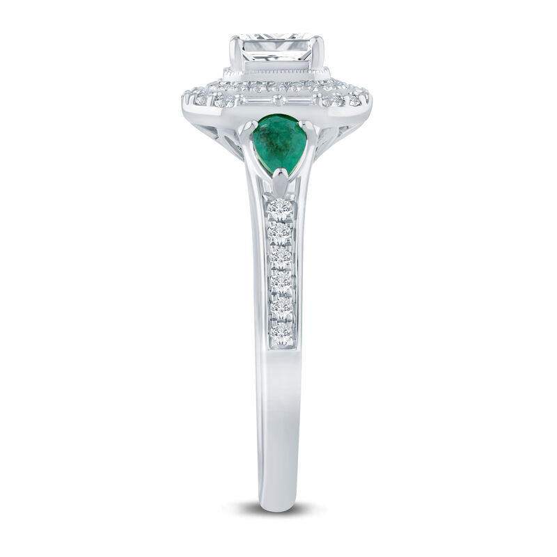 Blaire Diamond and Emerald Engagement Ring in 14K White Gold &#40;3/4 ct. tw.&#41;