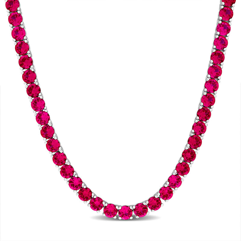 Ruby Tennis Necklace in Sterling Silver