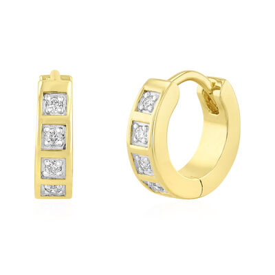 Men's Diamond Huggie Earrings in Vermeil, 4MM (1/7 ct. tw.)