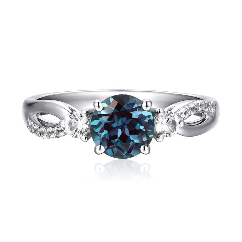 Lab-Created Alexandrite & White Sapphire Ring in Sterling Silver ...