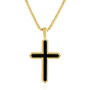 Men&#39;s Black Onyx Cross Pendant in Vermeil