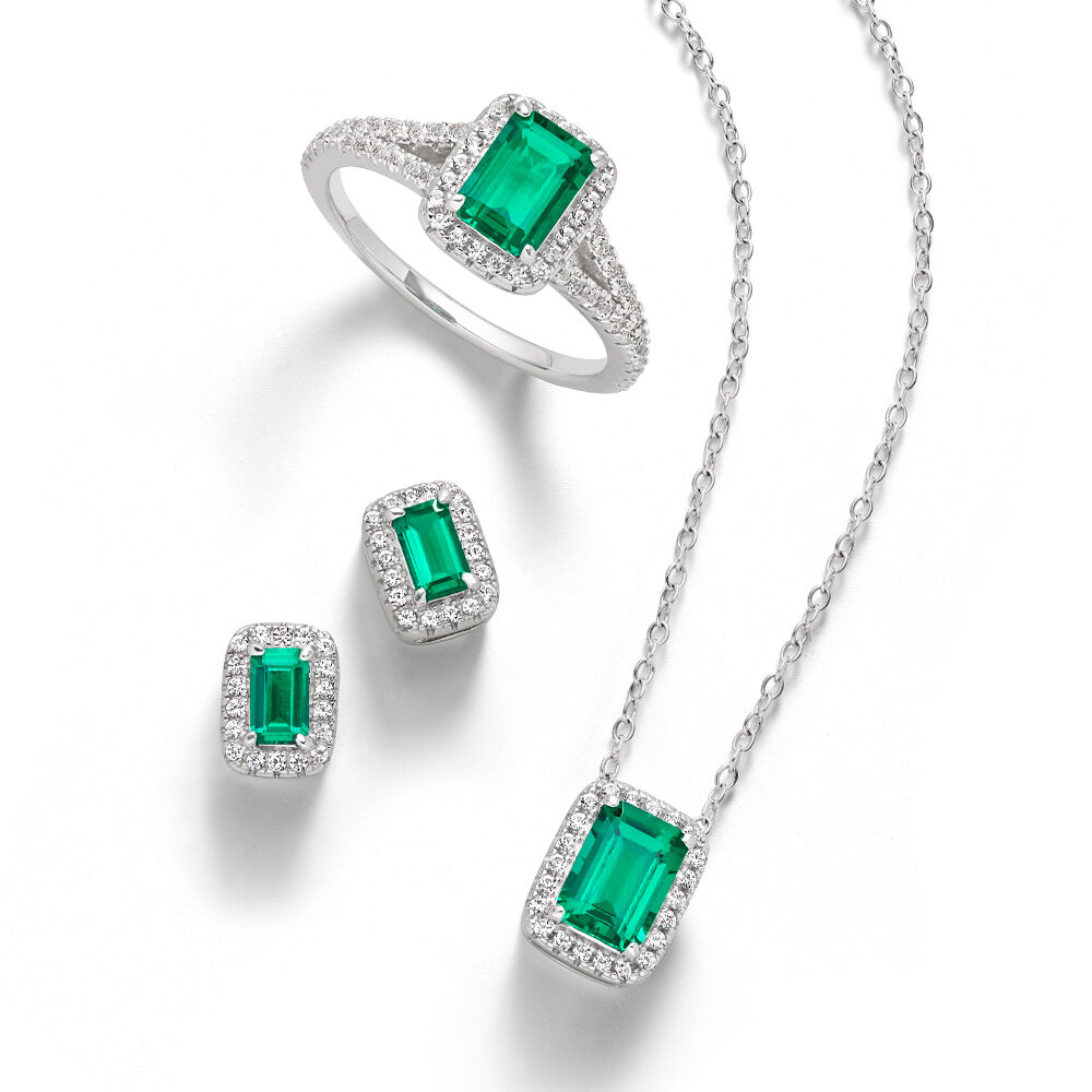 Wedure Women Bridal Jewelry Set for Bride, Emerald Birthstone CZ Necklace  Earrings Bracelet Ring Sets for Birthday/Mother's Day Gifts for Women Green  Silver-Tone - Walmart.com
