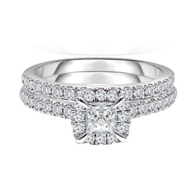 1/3ct His & Hers Diamond Trio Engagement Wedding Bridal Ring Set 10K White Gold