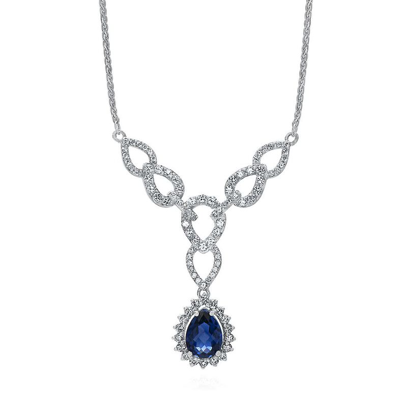 Lab Created Blue & White Sapphire Y-Necklace in Sterling Silver ...