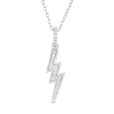 Diamond Lightning Bolt Pendant in Sterling Silver (1/10 ct. tw.)