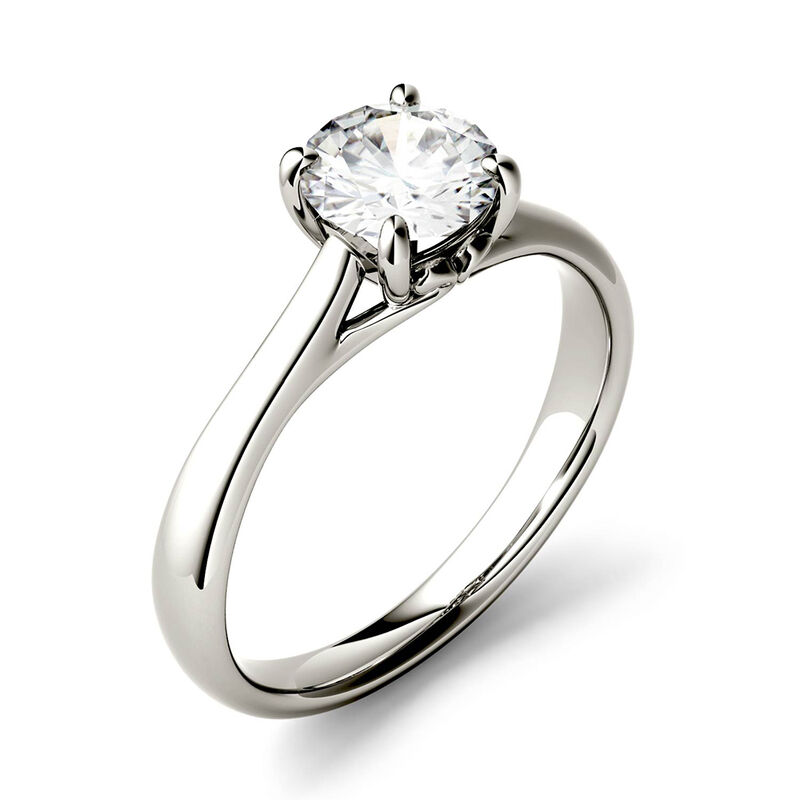 Round Moissanite Solitaire Ring in 14K White Gold &#40;1 ct. dew&#41;