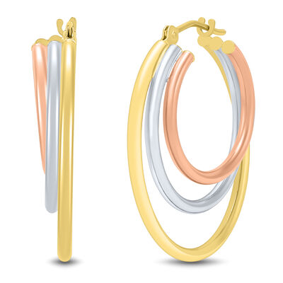 Hoop Earrings in 14K Yellow, White and Rose Gold