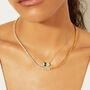 Lab-Created White Sapphire Tennis and Curb Link Necklace in Vermeil