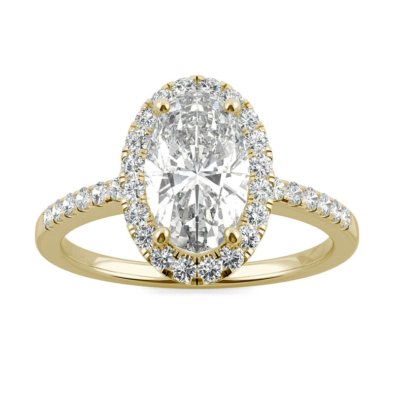 Forever One™ Moissanite Oval Halo Ring, 14K Gold, 2 5/8 ct. tw.