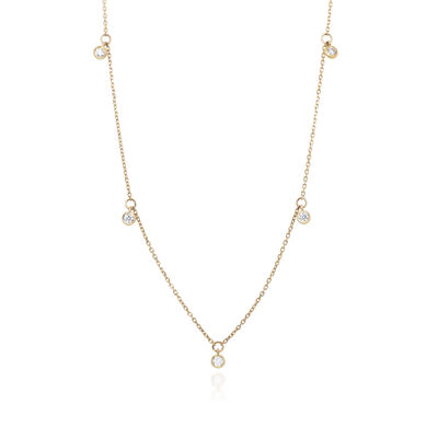 Diamond Bezel Dangle Necklace in 10K Yellow Gold (1/4 ct. tw.)