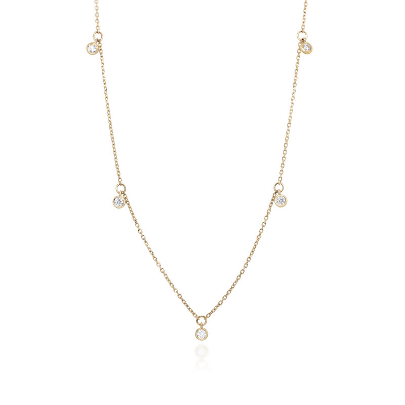 Diamond Bezel Dangle Necklace in 10K Yellow Gold &#40;1/4 ct. tw.&#41;